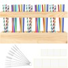 Anglekai 1+18PCS Wooden Straw Holder for Cabinet, Detachable Cupboard Straw