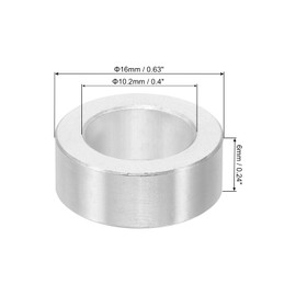 PATIKIL M10 Aluminum Spacers, 6 Pcs Metal Spacers Aluminum 10.2mm ID x 16mm OD x 6mm l Aluminum Spacer Screw Standoff Round for 3/8 or M10 Screw Bolts