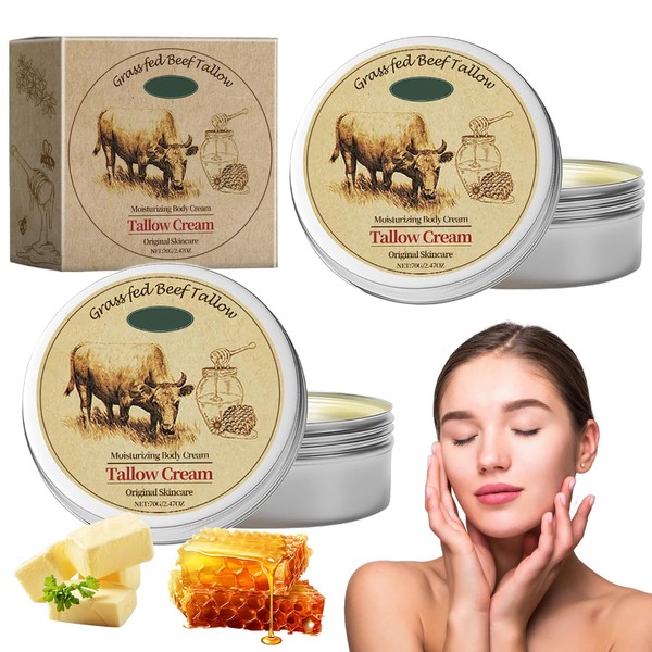 Ninnyi 2 PCS 70g Natural Beef Tallow Skin Care, Lasting