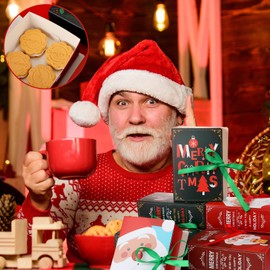 Outus 12 Pieces Christmas Cookie Boxes Chocolate Candy Bakery Boxes Baking Boxes Cookie Tin Treat Boxes Holiday Packaging for Cakes, Cookies, Goodies, Candy, Christmas, Birthdays, Weddings Parties