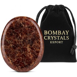 BOMBAY CRYSTALS EXPORT Garnet Worry Stone C Natural Polished Thumb Palm Stone for Energy, Passion & Grounding C Pocket Crystal for Focus & Inner Strength