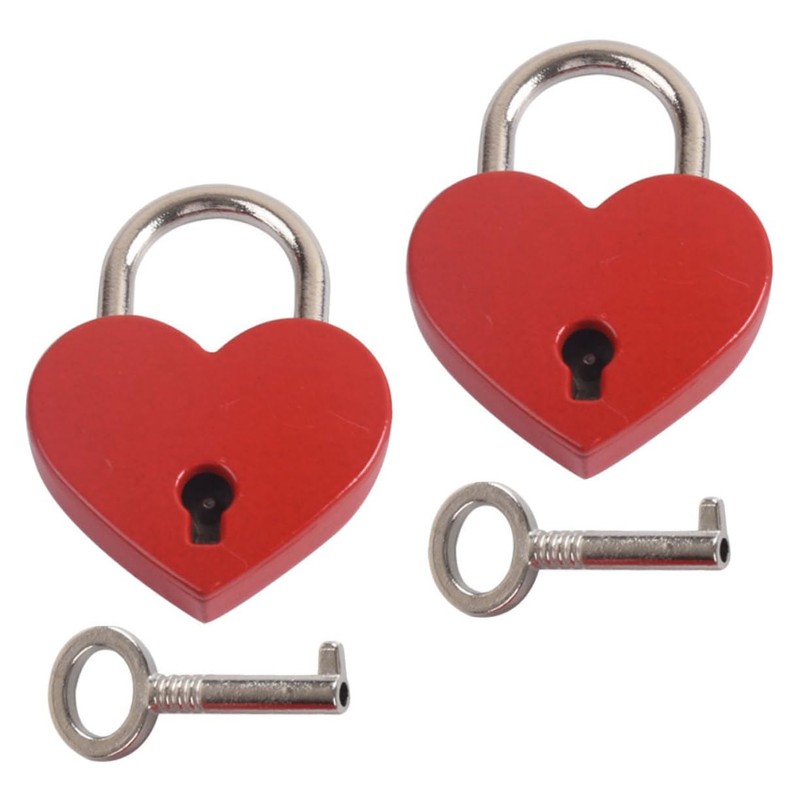 TEHAUX 10 Sets Mini Heart Shaped Padlocks Small Keyed Travel