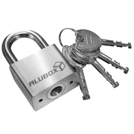 alubox Padlock Stainless Steel with 4 Keys Shackle 7 mm Stainless Steel