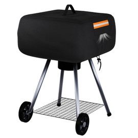 EVRBUL Portable Charcoal Grill Cover, 21.5"L x 21.5"W x 14.5"H Heavy Duty 420D Waterproof Small Square Charcoal Grill Cover For Walk-a-Bout Charcoal Grills with Top Handle Drawstring Reflective Strip