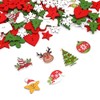 SAVITA 100Pcs Christmas Wooden Buttons, Xmas Sewing Buttons Flatback Buttons