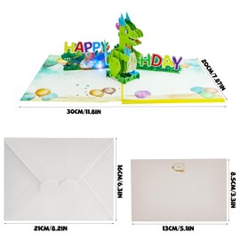 Joycabin Musical Birthday Card with Light, Dinosaur 3D Pop Up Happy Birthday Singing Card Birthday with Envelope for Boys Girls