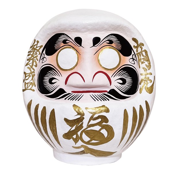 TOKYO ART Traditional Japanese Takasaki Daruma Doll 7.9inch Tall, Traditional Crafts, Handcrafted in Japan Good Luck Charms Gift Known for Bringing Good Fortune (White)