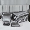 Bedding_Dreamer Silk Like Grey Comforter Set with Sheet Sets Queen