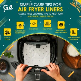 G4GADGET Air Fryer Sheets Rectangle 14 x 20.5cm, 80 Pack - Disposable, Non-Stick, Greaseproof, Parchment Paper