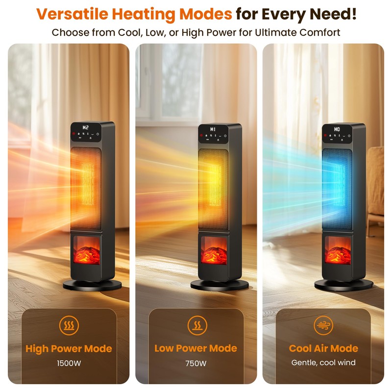 Space Heater, 1500W Electric Fireplace Heaters Indoor Portable with Child