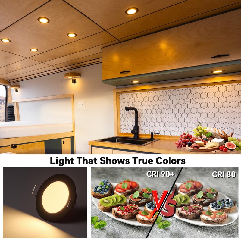 acegoo RV Recessed Ceiling Light 2-3/4” 12V Dimmable LED Puck