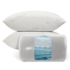 Nautica Home Luxury Knit Medium/Firm Set of 2 Bed Pillows for Sleeping, King, White