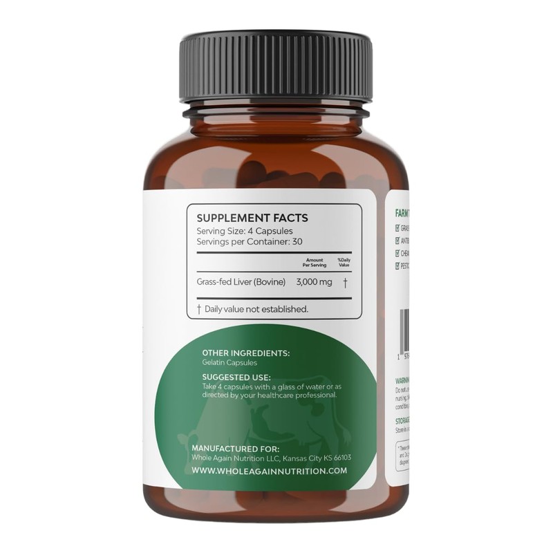 Grass Fed Beef Liver Capsules - 100% Pasture Raised -