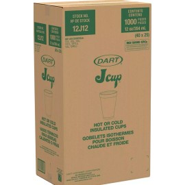 Dart 8, 10, 12 OR 16 oz Cup White Foam Hot Cold Cups Insulated Cups 1000 Ct - 12 oz (1000 Cups)