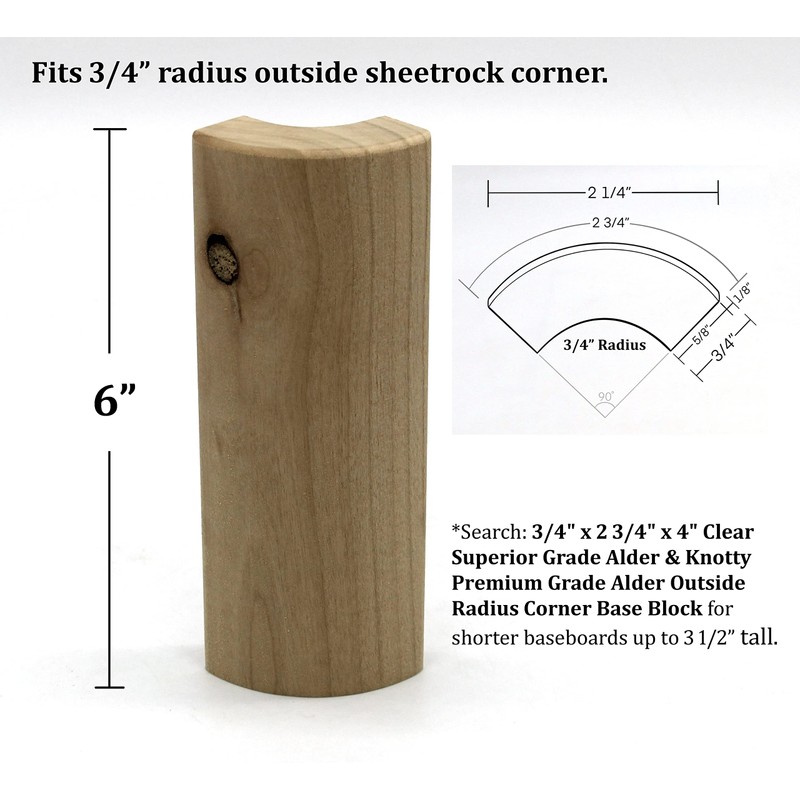 3/4" x 2 1/4" x 6" Clear Superior Grade Alder