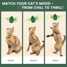 Flappy Bird Cat Toy for Kittens Under 6 Months and Indoor Cats – Touch Activated with Realistic Flapping Wings and Chirping – USB Rechargeable Hanging Flying Bird Cat Toy for Interactive Playtime