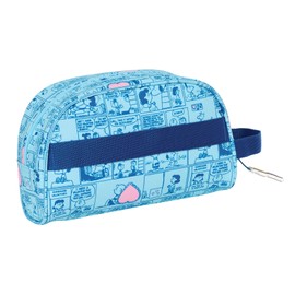 Snoopy Love Cosmetic Bag for Children, Adaptable to the Carriage, Ideal for Children from 5 to 14 Years, Comfortable and Versatile, Quality and Resilience, 26 x 16 x 9 cm, Light Blue, M, Casual,
