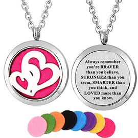 Stainless Steel Heart Aroma Aromatherapy Essential Oil Diffuser Necklace (Design 39)