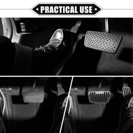 X AUTOHAUX 3 Pcs Accelerator Gas Brake Footrest Pedal Cover Compatible for Toyota Rav4 2019-2023, Aluminum Alloy Rubber Silver Tone Automatic Car Pedal Pads