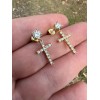 Harlembling Real MOISSANITE 14k Gold Plated Dangle Cross Studs Earrings