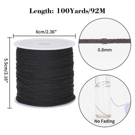 joycraft String for Bracelets, 0.8mm x 100 Yards Beading Cord, Black Braided Nylon Cord for Wind Chime, Beads, Bracelets and Jewelry Making, Chinese Knot