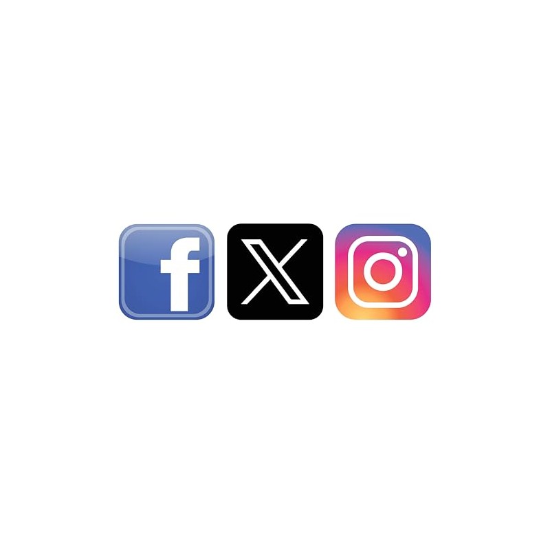 Facebook, Instagram & X Logo Social Media Stickers - Each
