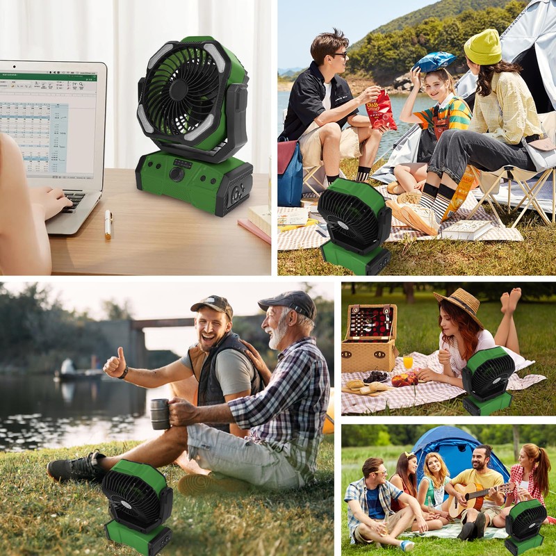 ELZO 30000mAh Camping Fan with LED Light, Max 70H Working,