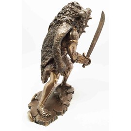 Gifts & Decor HERACLES Hercules Holding Club with NEMEAN Lion Skin Armor Sculpture Figurine