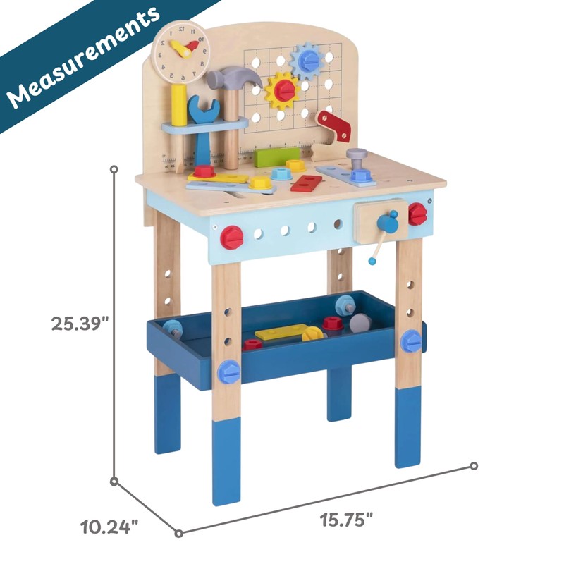TOYSTER'S Wooden Kids Workbench Toy with Tools and Interactive Accessories