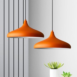 bamyum Champion Orange 2 Pack Nordic Modern Pendant Light Fixtures 13.7" Pack of 2 Light Hanging Lamp Living Room E26 Dining Room Light Fixture Modern Pendant Hanging Pendant Light Kitchen Island