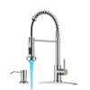 FORIOUS LED Kitchen Faucet with Soap Dispenser, Brushed Nickel Stainless