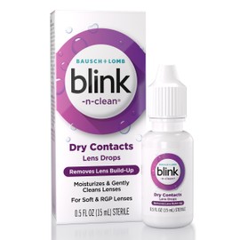 Blink-N-Clean Lens Drops, Rewetting Drops for Contact Lenses, Instant Dry Lens Moisturizing, for Soft & RGP Lenses, 0.5 fl oz