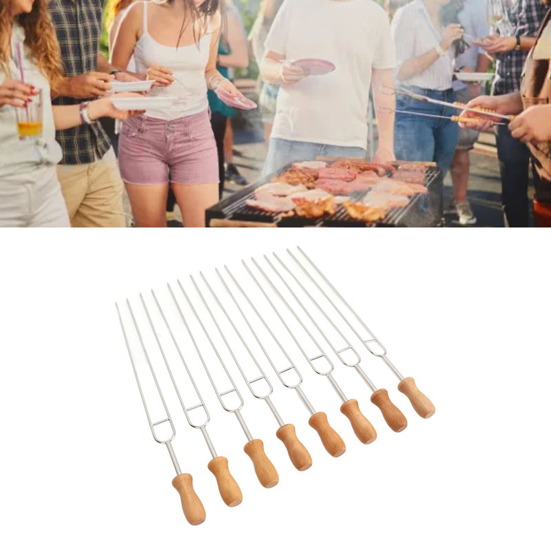 8 Pcs Stainless Steel Barbecue Fork Roasting Stick with Temperature