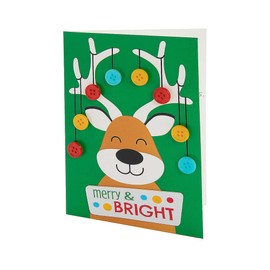 Craft County – Reindeer Button Christmas Card Craft Kit – Merry & Bright (Makes 10 Cards)
