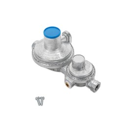 Camco Horizontal Two Stage Propane Regulator - Compatible with 20 lb or 30 lb Propane Tanks with ACME Threads - 1/4-inch Female NPT inlet and 3/8-inch Female NPT outlet (59323)