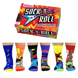 United Oddsocks- Sock n Roll- Box of 6 Colourful Mix & Match Rock and Roll Socks for Men,UK 6-11 | EUR 39-46 | US 7-12. Fun and Quirky Birthday,Christmas,Father's Day Gift for Men