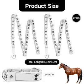 2Pcs kclkda 8.2Ft Horse Weight Tape for Height and Weight, Portable Accurately Horse Waist Tape Measure, Double Scale Horses Measuring Stick for Measurement of Animal Bust and Height