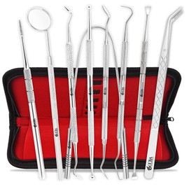 Dental Pick Tools Plaque Tartar Remover Scaler Stainless Steel Dental Teeth Whitening Cleaning Oral Care Kit –Professional Hygiene Tool Set with Tooth Scraper (9 Pack)
