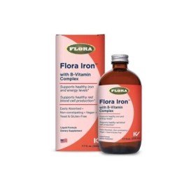 Flora Iron Plus Herb with B Vitamin Complex Liquid Formula Gluten Free 7.7 Fl Oz
