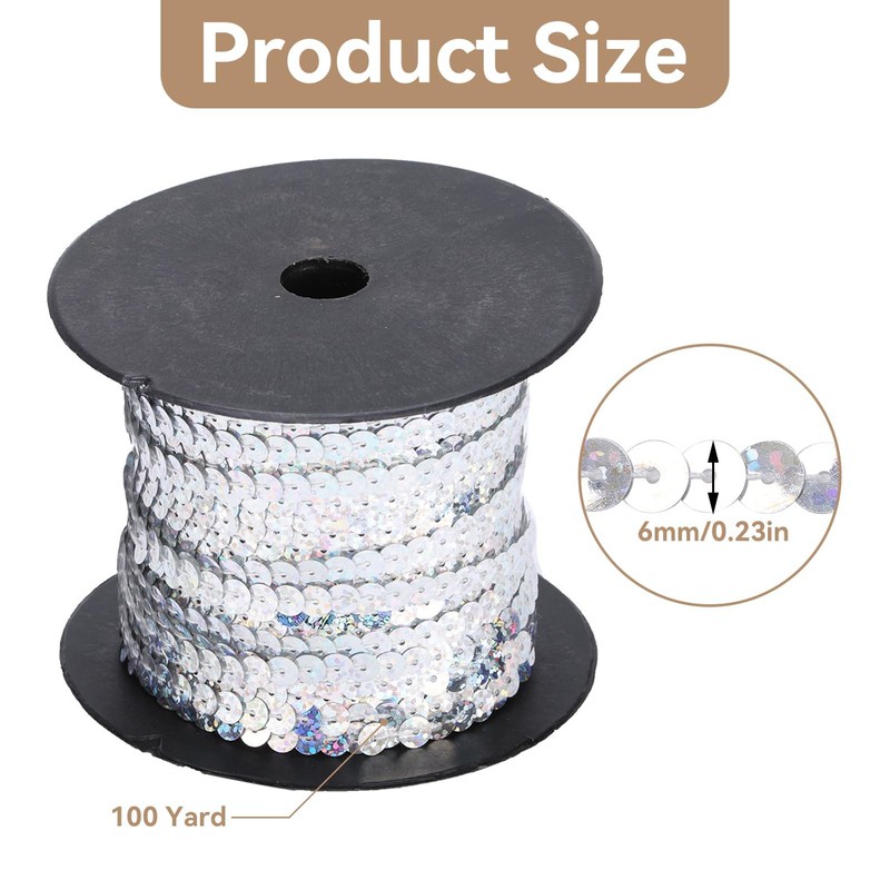 Sequin Trimming, 6mm 100 Yards, Sequin Cord, Decorative Accessories for