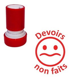 Devoirs Non Faits French Teacher Stamp, Sad Face Design, 22mm, Self-Inking, Reinkable, Red Ink