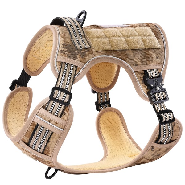 PawsPassion Tactical Dog Harness for Medium Dogs, Chew-Proof Metal Hardware,