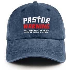CAIBO Pastor Warning Hat Pastor Gifts Anything You Say Or Do Could Be Used in A Sermon Baseball Cap for Men Women Navy Blue