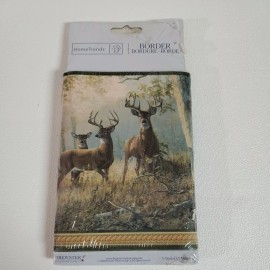 Brewster Home Trends Wallpaper Border Forest Deer w/ Green Edge WM96270 Run 16 NOS