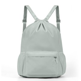MIOUZIMEO Drawstring Backpack Sports Gym Bag with Water-Resistant Large Capacity String Swim Backpack Side Mesh Pocket for Men Women (Light Green)