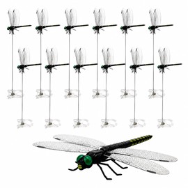 12-Piece Dragonfly Garden Clips for Plants and Yard Decor - Lifelike Moving Ornaments for Indoor and Outdoor Spaces