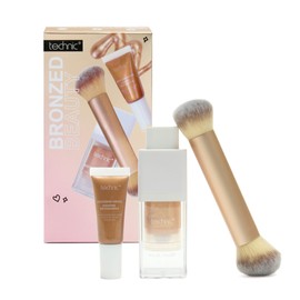 Technic Bronzed Beauty 3-Piece Set – Bronzing Drops, Body Glow Oil & Dual-Ended Brush for Year-Round Radiance