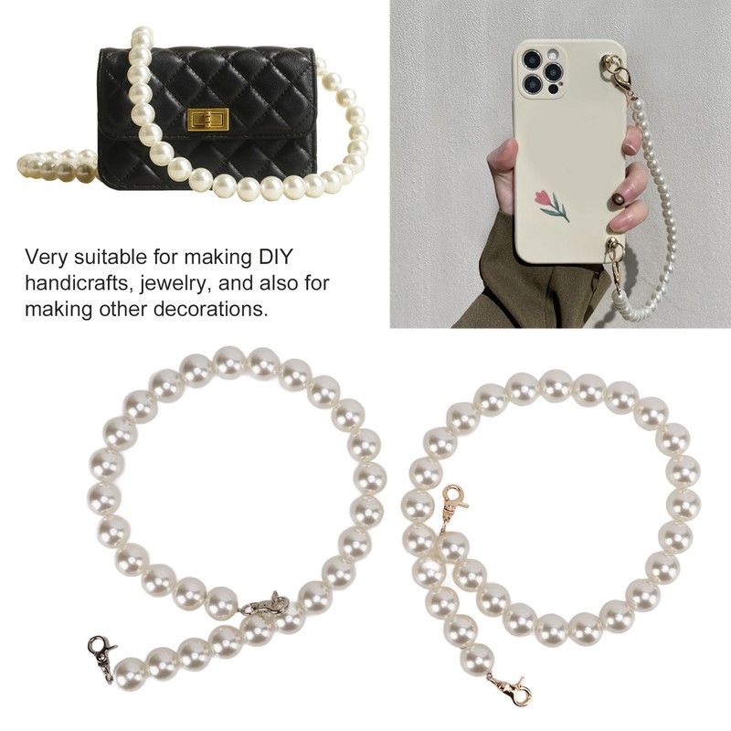 2Pcs Pearl Bead Bag Chain 60cm Workmanship Easily Install Detachable