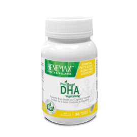 Benemax Plant Based DHA 625mg | Algae Oil | Brain-Boosting Formula | Heart-Healthy Support | 30 Count