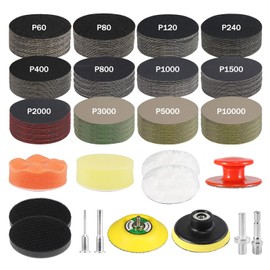 133 PCS Sanding Disc Drill Polishing Kit Sanding Attachment, 3 Inch Wet Dry Headlight Restoration Kit, Hook and Loop Sandpaper Buffing Pads with Rotary Tools